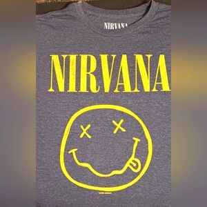NIRVANA Charcoal Tee with Vibrant Yellow Graphic